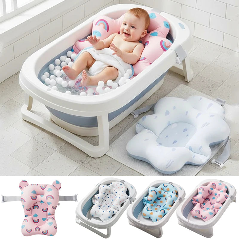 Baby Shower Bath Tub Pad Non-Slip Bathtub Mat Newborn Safe Security Bath Support Cushion Suspension Soft Pillow Care Accessories