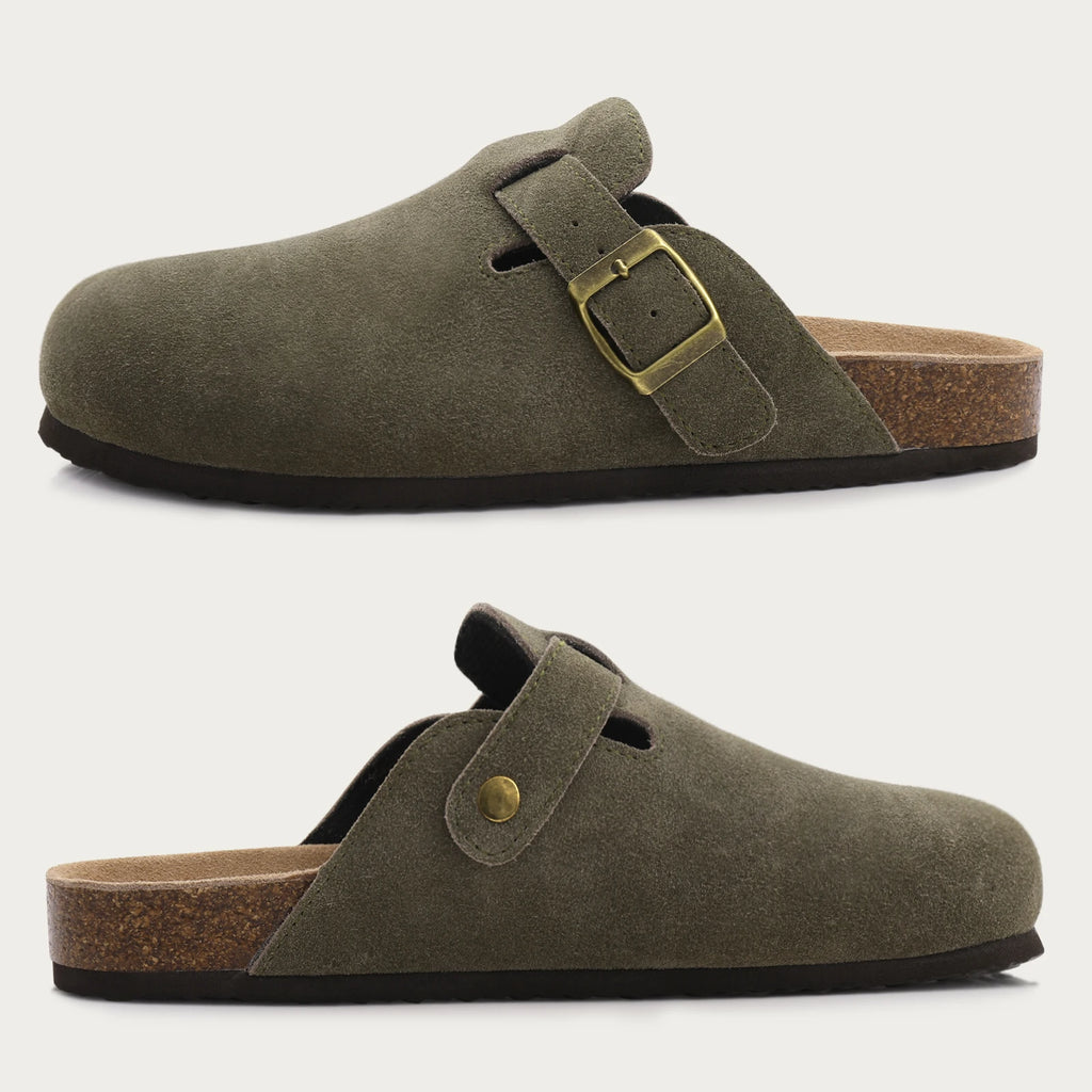 Shevalues Cork Suede Clogs For Women Cork Slippers Summer Cork Sandals Fashion Beach Slides Classic Mules Men Clogs Baotou Shoes