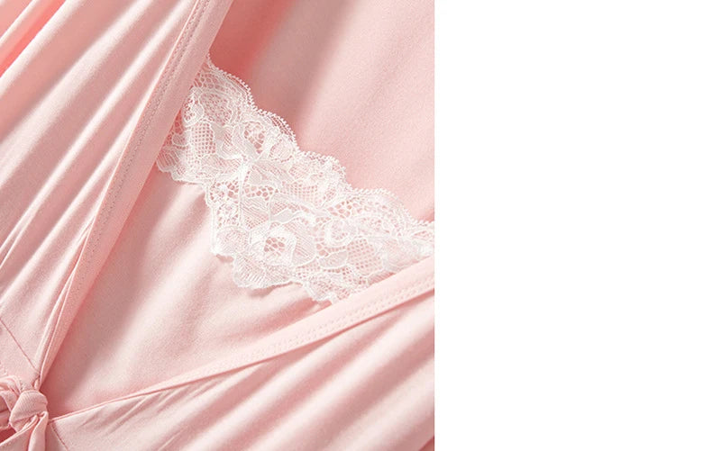 2pcs/Set Pregnancy Pajamas Sleepwear Nursing Nightwear Pregnant Woman Sling Breastfeeding Nightgown Maternity Labor Dress+Robe