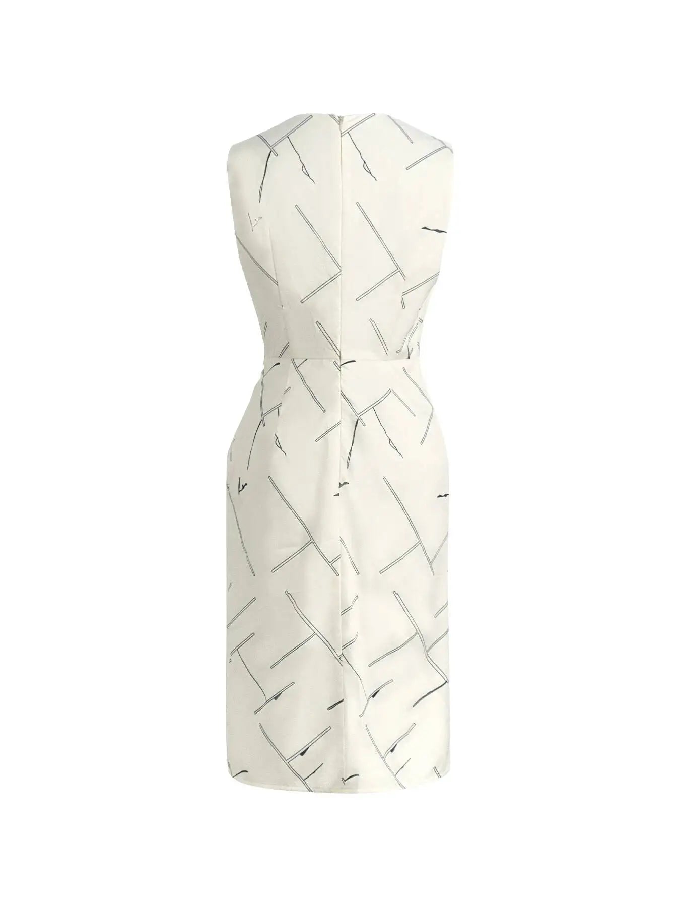 Women Midi Dress Sleeveless V Neck Line Print Wrap Tie Waist Asymmetrical Dress Elegant Spring Summer Brunch Work Office Dress
