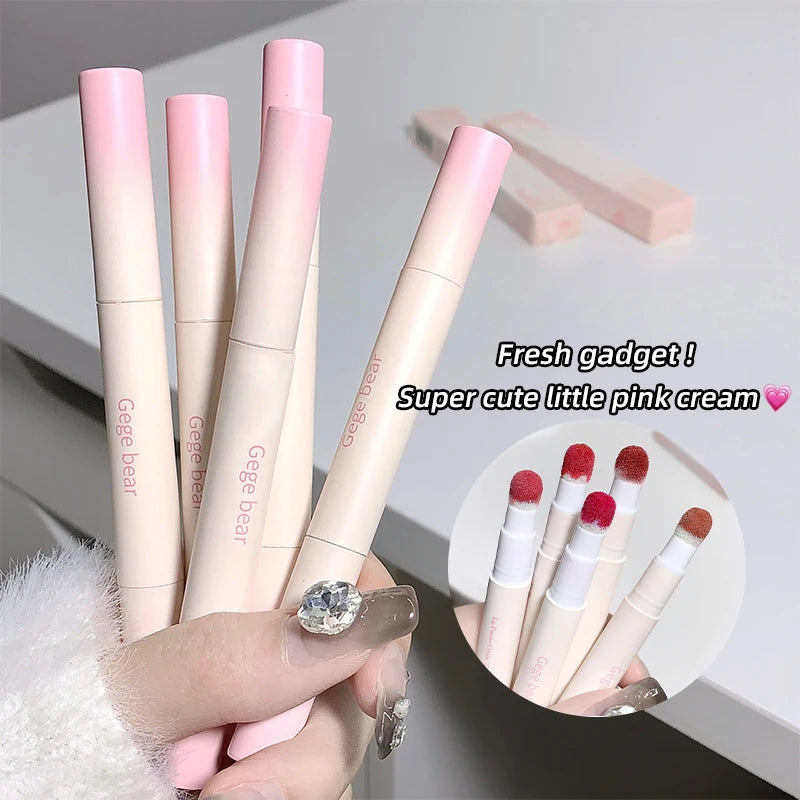 Hot Sales Gege Bear Makeup Sponge Tip Lippie Lip Powder Cream Birthday Gift Matte Non-Stick Cup Cute Lip Powder Cream Lip Mud