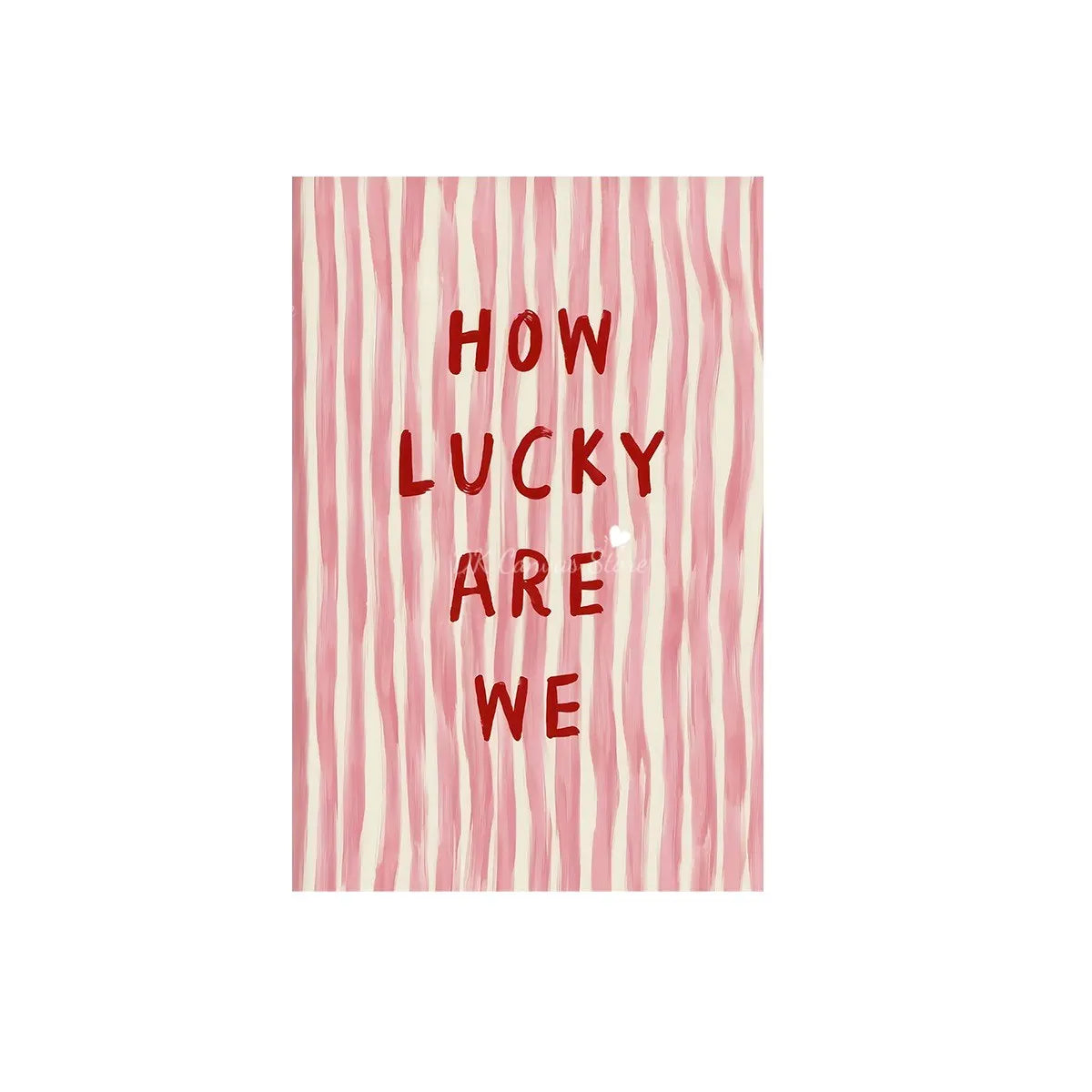 "How Lucky Are We" Quote Canvas Print Poster Modern Heart Stripe Art Prints Bedroom Living Room Wall Art Home Decor Poster