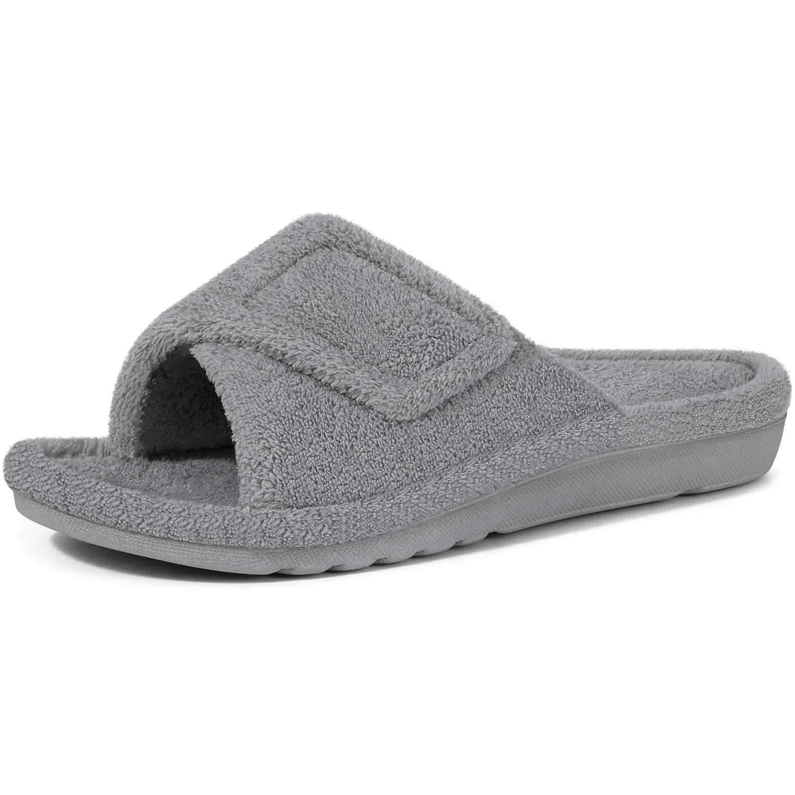 Litfun Women Fuzzy House Slippers Orthopedic Plush Slide With Arch Support Non-slip Furry Bedroom Slide Open Toe Fur House Shoes