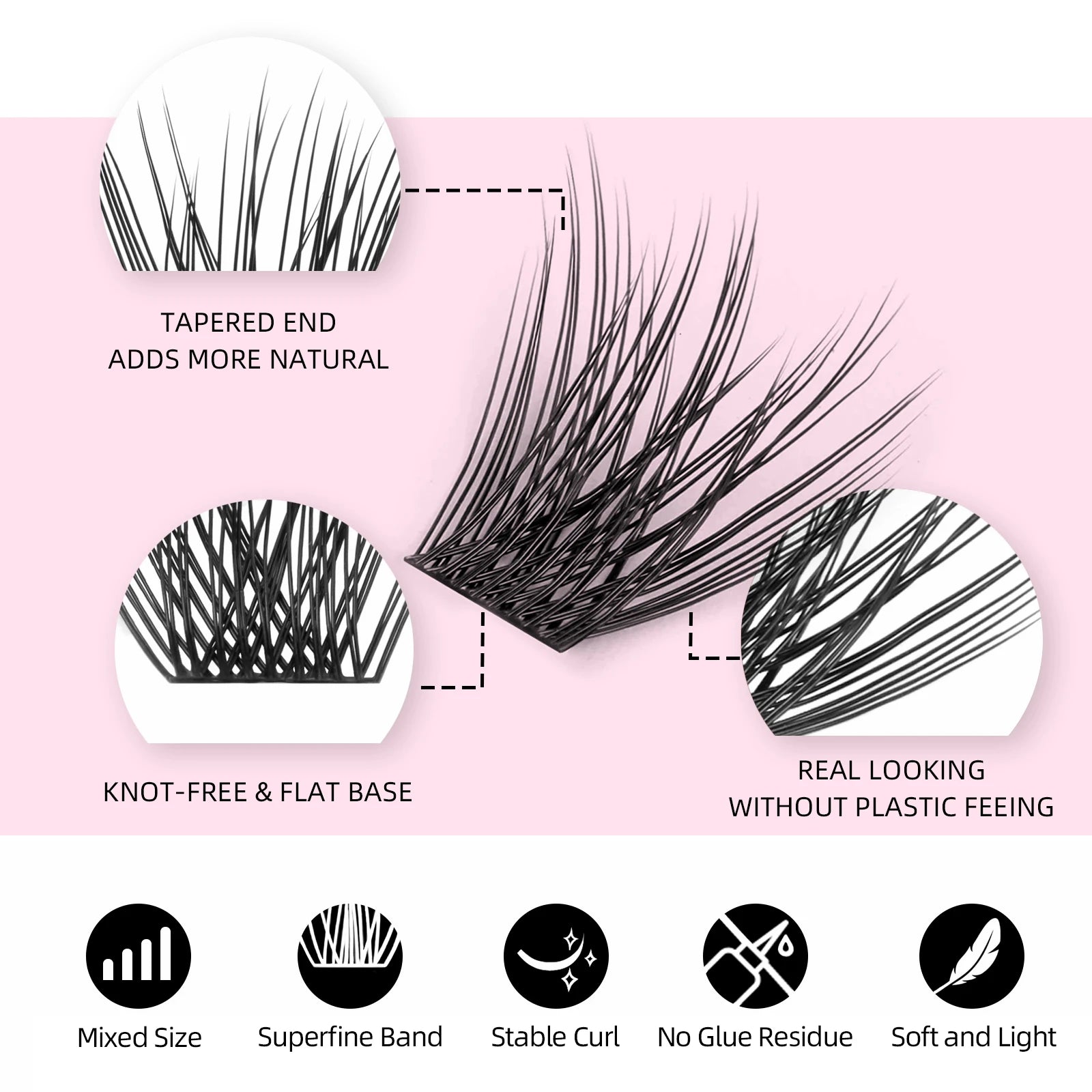 10cases/lot YUANZHIJIE Knot-free lashes Clusters 100% Hand-Tufted Anime Eyelashes Premium Materail Cruetly-free lash Extensions