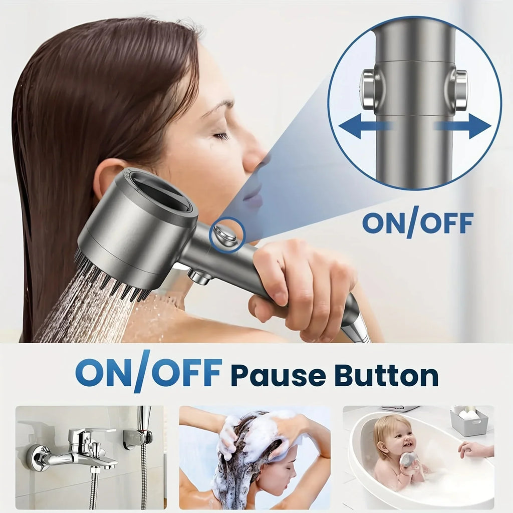 2026 new ion drop shower head with handheld filter shower, turbocharger with multiple spray modes, built-in filter on/off switch