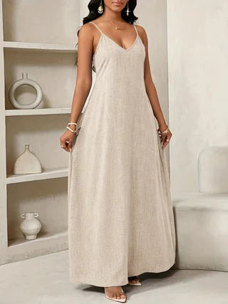 Women's Bohemian Spaghetti Strap Dress, Loose Long Dress for Women, Women's Thin Strap Birthday and Event Dress/Holiday Dress, Vacation Wear for Women, Bohemian Style