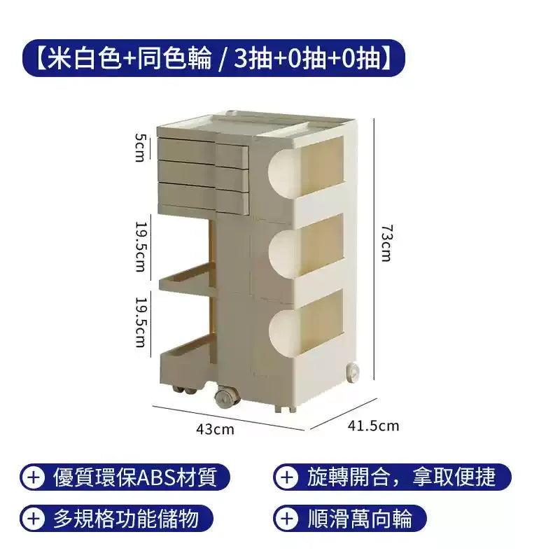 ‌360° Rotating Snack Cart - TikTok Viral Mobile Organizer, Makeup Vanity & Bedroom Storage Rack w/Wheels for Living Room‌