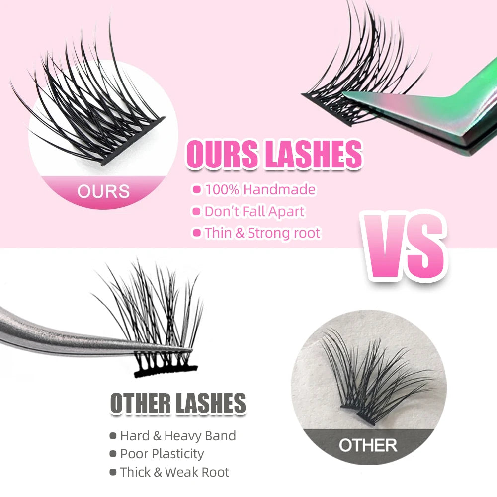 10cases/lot YUANZHIJIE Knot-free lashes Clusters 100% Hand-Tufted Anime Eyelashes Premium Materail Cruetly-free lash Extensions