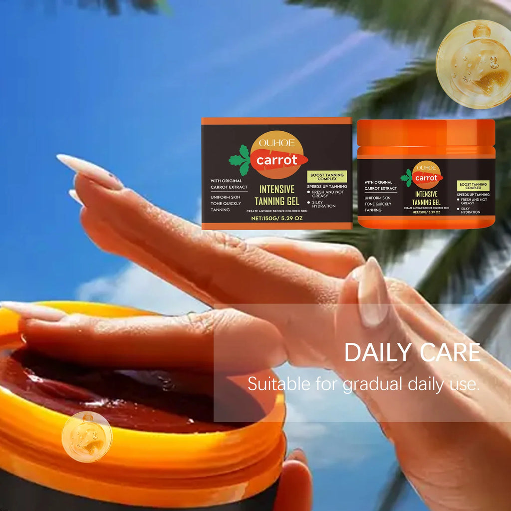 Carrot Tanning Gel Intensive Bronze Glow Body Cream Fast Acting Self Tanner Hydrating Sunbed Cream for Natural Sunkissed Skin