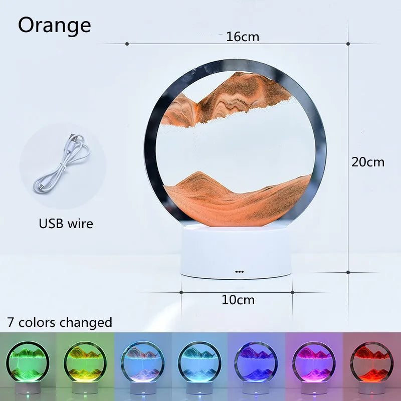 Quicksand Table Lamp, internet red hourglass decompression ornament 3D three-dimensional sand painting water painting colorful R