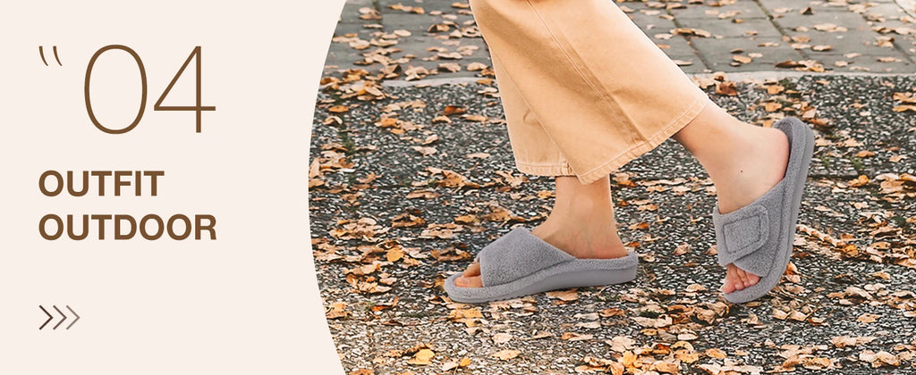 Litfun Women Fuzzy House Slippers Orthopedic Plush Slide With Arch Support Non-slip Furry Bedroom Slide Open Toe Fur House Shoes
