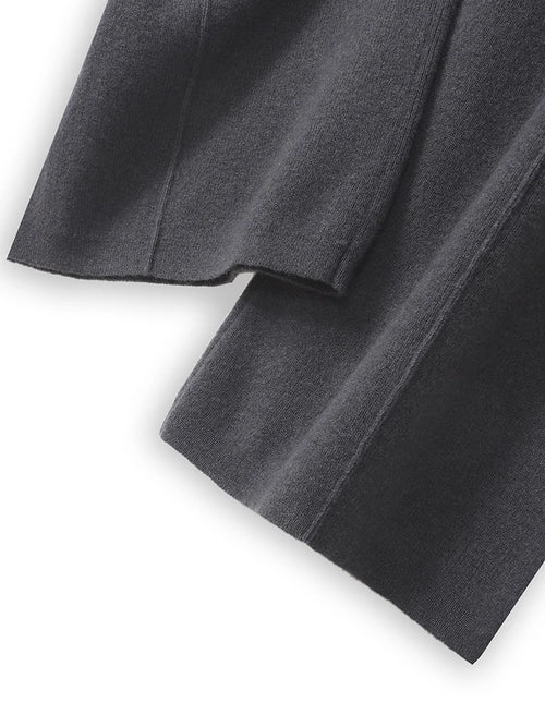 100% Merino Wool Pants Women Autumn Winter Casual Wide Leg Trousers Middle Seam Style Knitted Cashmere Soft Lace-up Trendy Pants