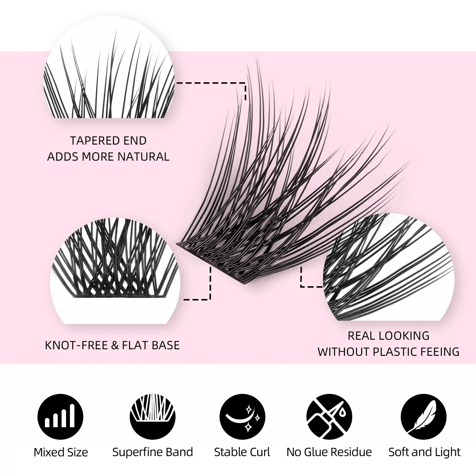 10cases/lot YUANZHIJIE Knot-free lashes Clusters 100% Hand-Tufted Anime Eyelashes Premium Materail Cruetly-free lash Extensions