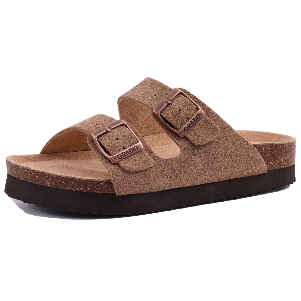 Shevalues Cork Suede Clogs For Women Cork Slippers Summer Cork Sandals Fashion Beach Slides Classic Mules Men Clogs Baotou Shoes