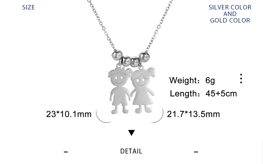 Personalized Boy Girl Necklace Custom Chain Name Mother Father Day Kid Family Gift For Women Men Stainless Steel Pendant Jewelry