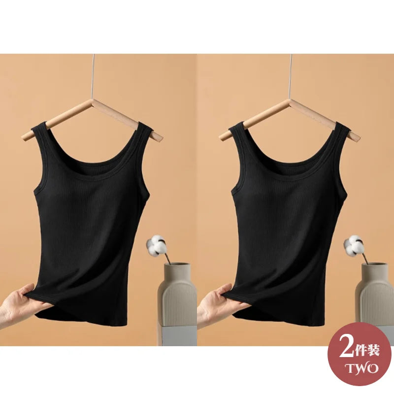 2025 New Summer Women Sleeveless Vest Built in Bra Camisole Korean Style Tank Top Women Clothing Tank Top Women