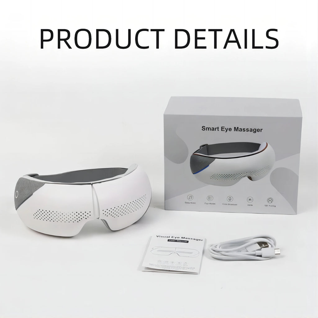 Portable Visible Eye Massager with Bluetooth Music Eye Care Device Sleep Eye Mask with 4 Mode Massage Muscle Gift for Mom Dad