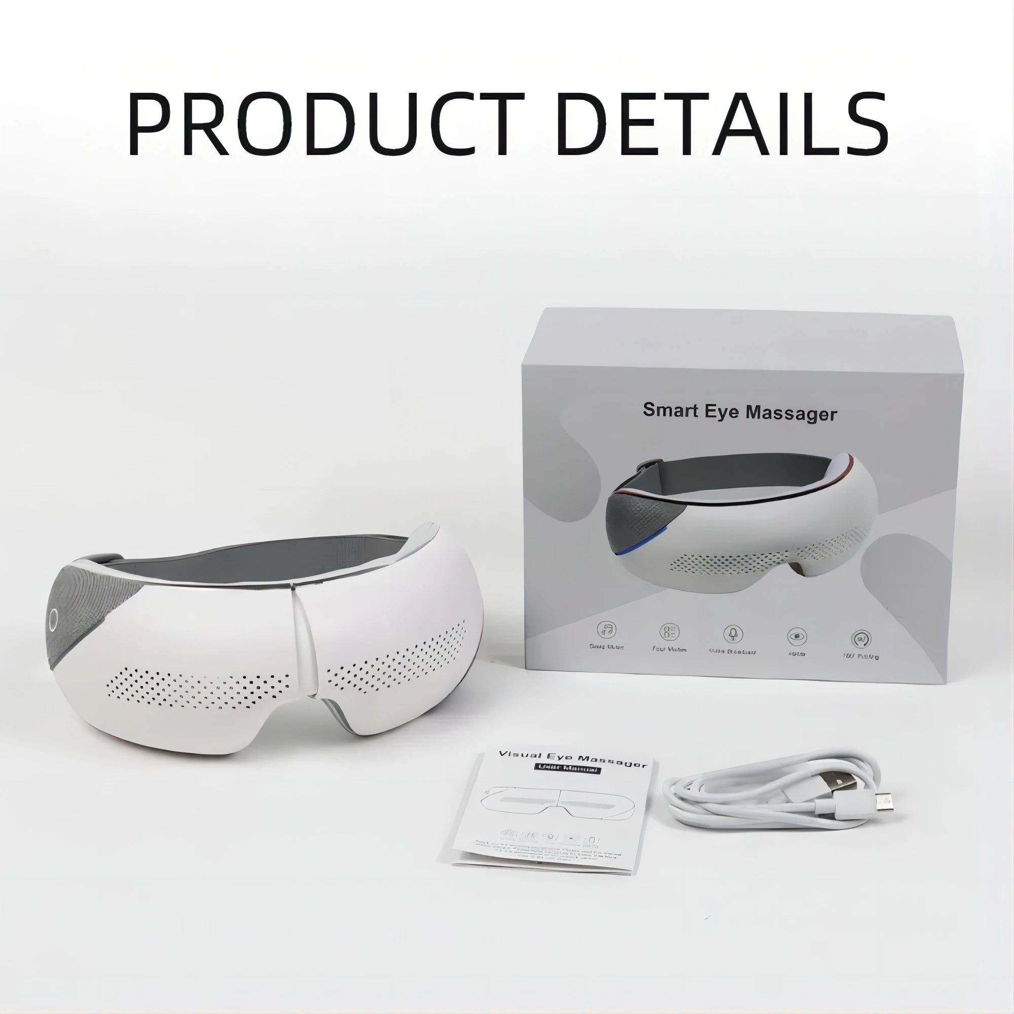 Portable Visible Eye Massager with Bluetooth Music Eye Care Device Sleep Eye Mask with 4 Mode Massage Muscle Gift for Mom Dad