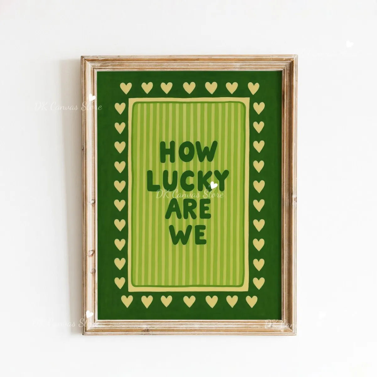 "How Lucky Are We" Quote Canvas Print Poster Modern Heart Stripe Art Prints Bedroom Living Room Wall Art Home Decor Poster