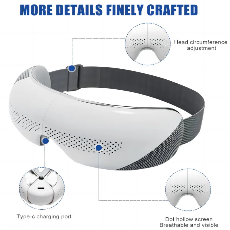 Portable Visible Eye Massager with Bluetooth Music Eye Care Device Sleep Eye Mask with 4 Mode Massage Muscle Gift for Mom Dad