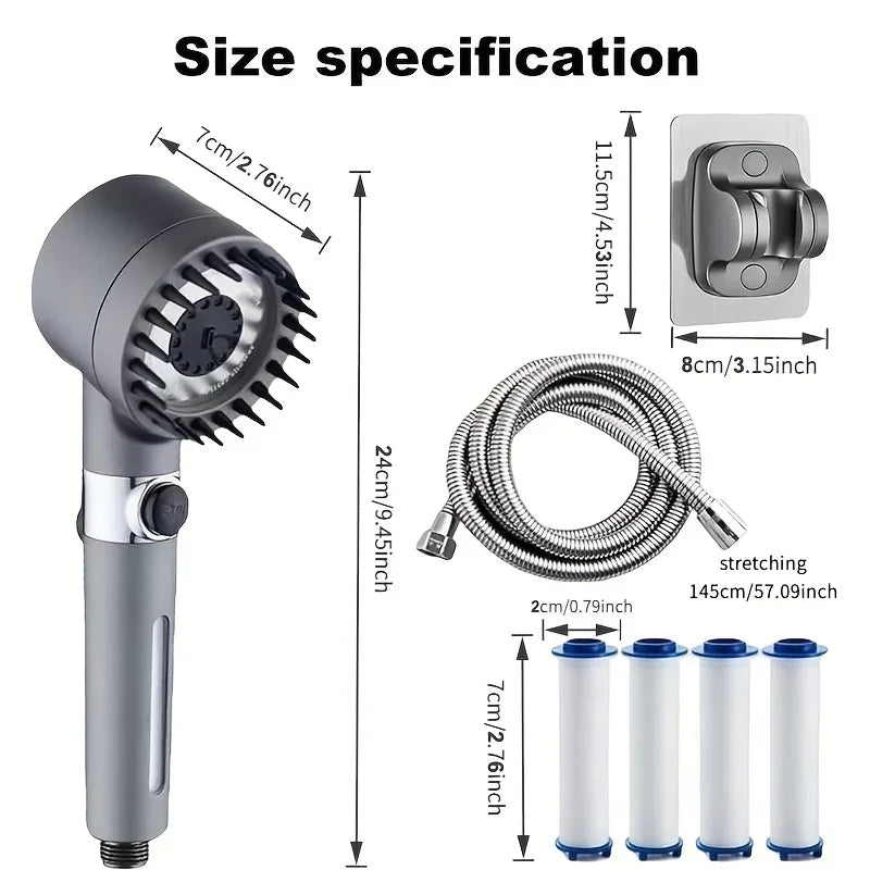 2026 new ion drop shower head with handheld filter shower, turbocharger with multiple spray modes, built-in filter on/off switch