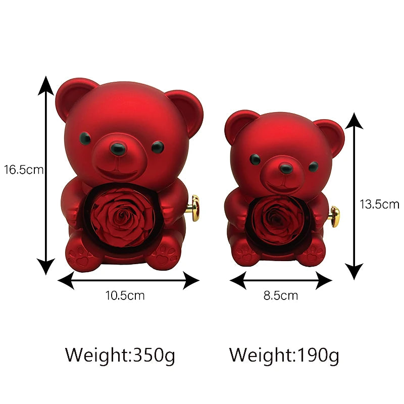 Mini Cute Eternal Rose Bear Jewelry Box Exquisite Portable 100 Languages "I Love You" Necklace Valentine's Day Birthday Gift
