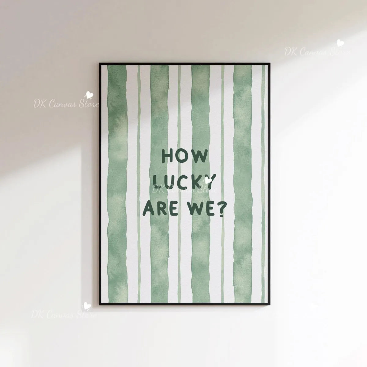 "How Lucky Are We" Quote Canvas Print Poster Modern Heart Stripe Art Prints Bedroom Living Room Wall Art Home Decor Poster