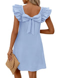 2026 European & American Style Double Layer Ruffle Sleeve Back Bow Dress for Spring & Summer, Amazon Independent Site & TikTok F