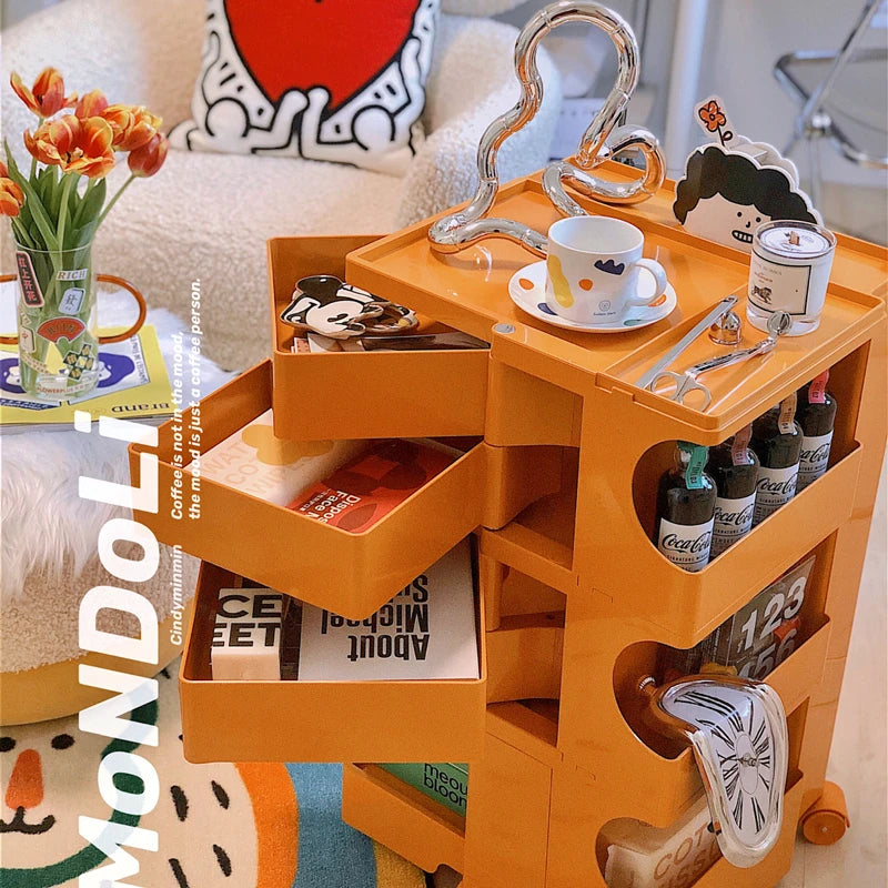 ‌360° Rotating Snack Cart - TikTok Viral Mobile Organizer, Makeup Vanity & Bedroom Storage Rack w/Wheels for Living Room‌