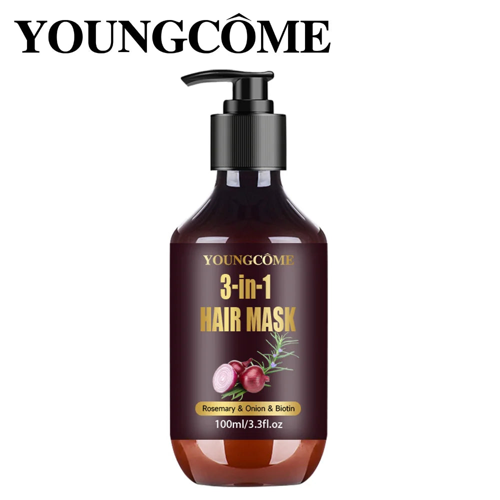 Organic Hair Mask with Rosemary, Onion Biotin 3-in-1 Natural Treatment Nourish Reduce Hair Loss Anti-Breakage Hair Products100ml
