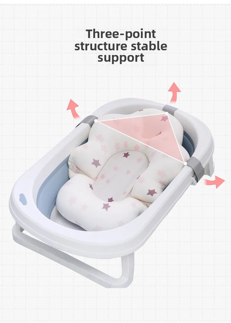 Baby Shower Bath Tub Pad Non-Slip Bathtub Mat Newborn Safe Security Bath Support Cushion Suspension Soft Pillow Care Accessories