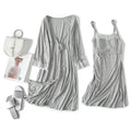 2pcs/Set Pregnancy Pajamas Sleepwear Nursing Nightwear Pregnant Woman Sling Breastfeeding Nightgown Maternity Labor Dress+Robe