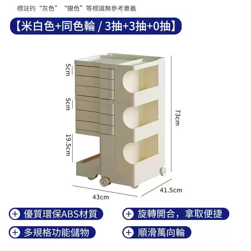 ‌360° Rotating Snack Cart - TikTok Viral Mobile Organizer, Makeup Vanity & Bedroom Storage Rack w/Wheels for Living Room‌