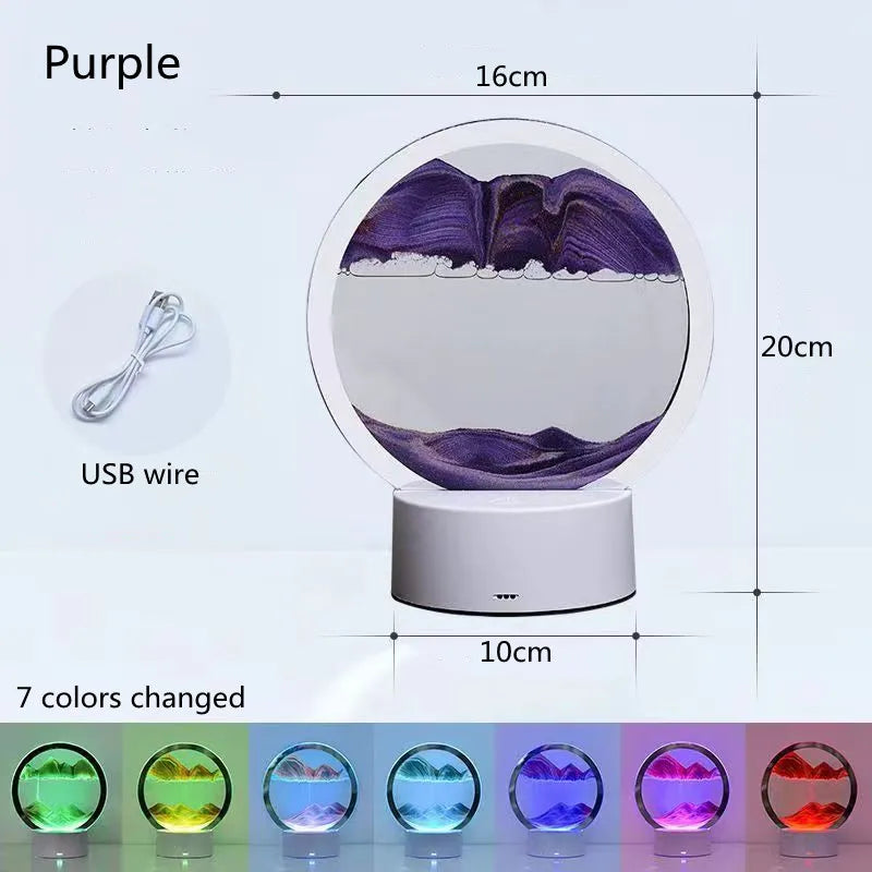 Quicksand Table Lamp, internet red hourglass decompression ornament 3D three-dimensional sand painting water painting colorful R