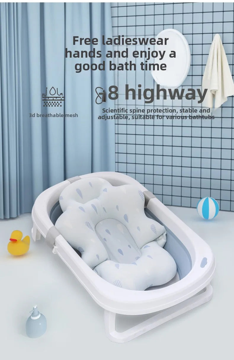Baby Shower Bath Tub Pad Non-Slip Bathtub Mat Newborn Safe Security Bath Support Cushion Suspension Soft Pillow Care Accessories