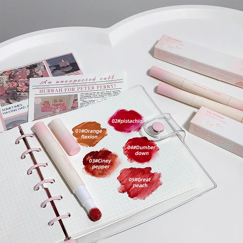 Hot Sales Gege Bear Makeup Sponge Tip Lippie Lip Powder Cream Birthday Gift Matte Non-Stick Cup Cute Lip Powder Cream Lip Mud