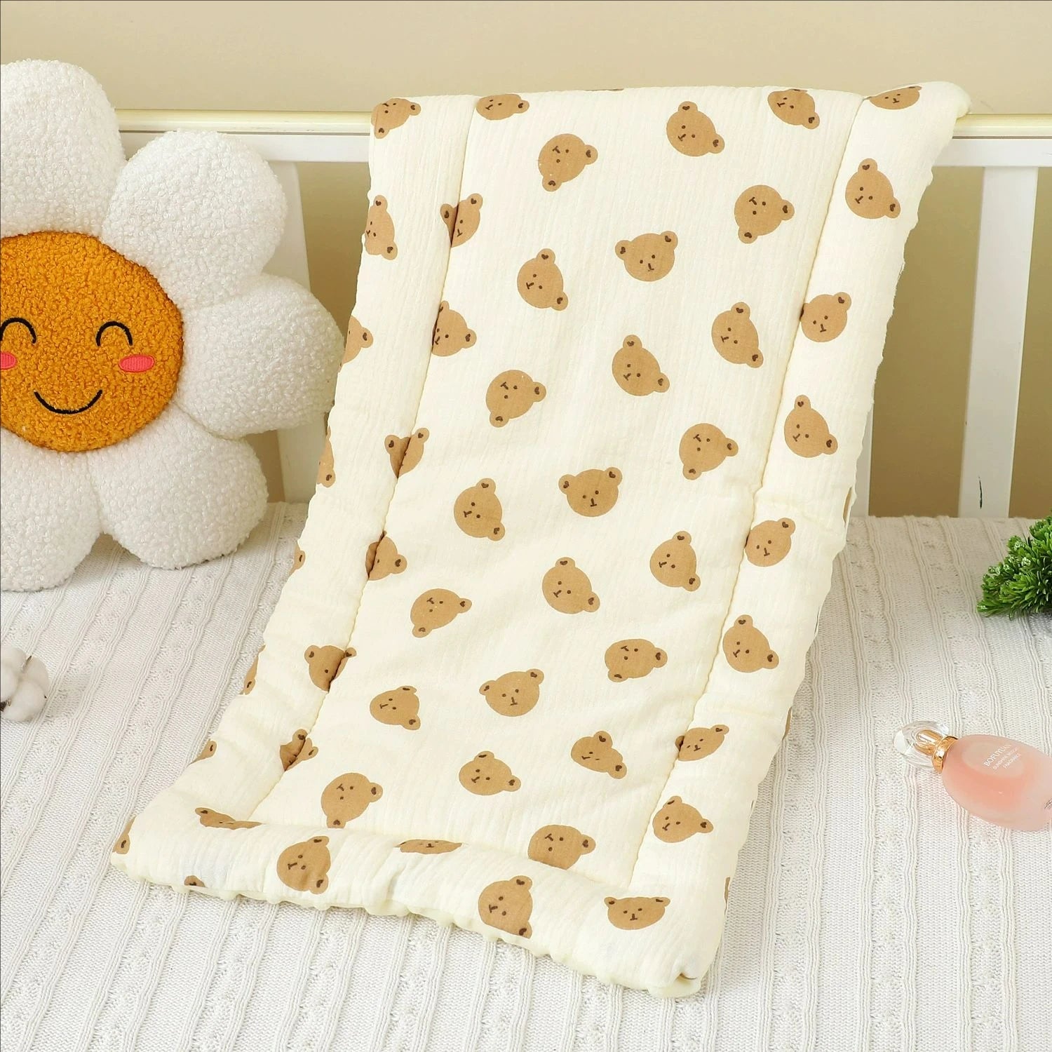 Cartoon Bear Baby Stroller Seat Cushion Cotton Soft Newborn Car Seat Pad Infant Pushchair Mattress Mat Kid Pram Accessories