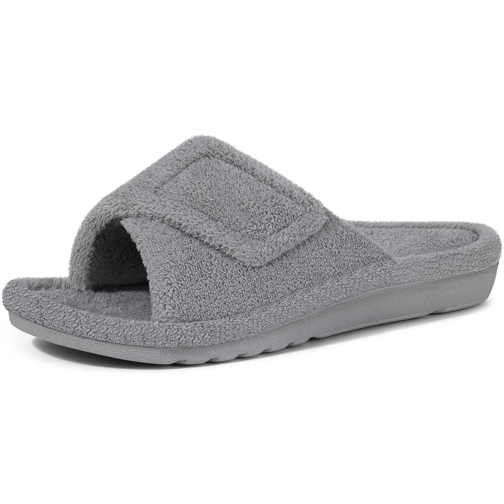 Litfun Women Fuzzy House Slippers Orthopedic Plush Slide With Arch Support Non-slip Furry Bedroom Slide Open Toe Fur House Shoes