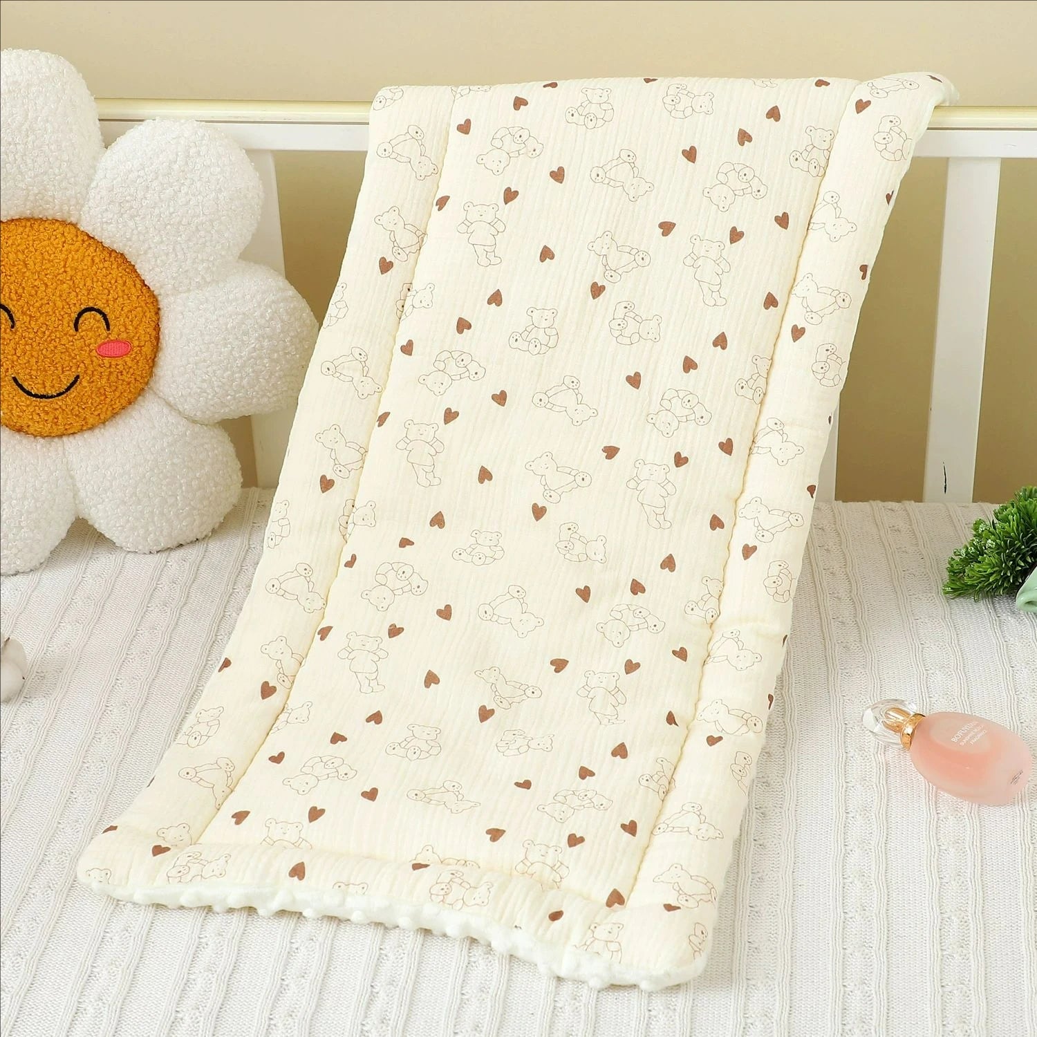 Cartoon Bear Baby Stroller Seat Cushion Cotton Soft Newborn Car Seat Pad Infant Pushchair Mattress Mat Kid Pram Accessories