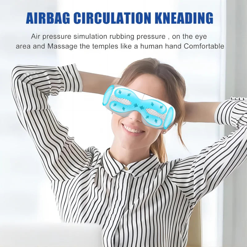Portable Visible Eye Massager with Bluetooth Music Eye Care Device Sleep Eye Mask with 4 Mode Massage Muscle Gift for Mom Dad