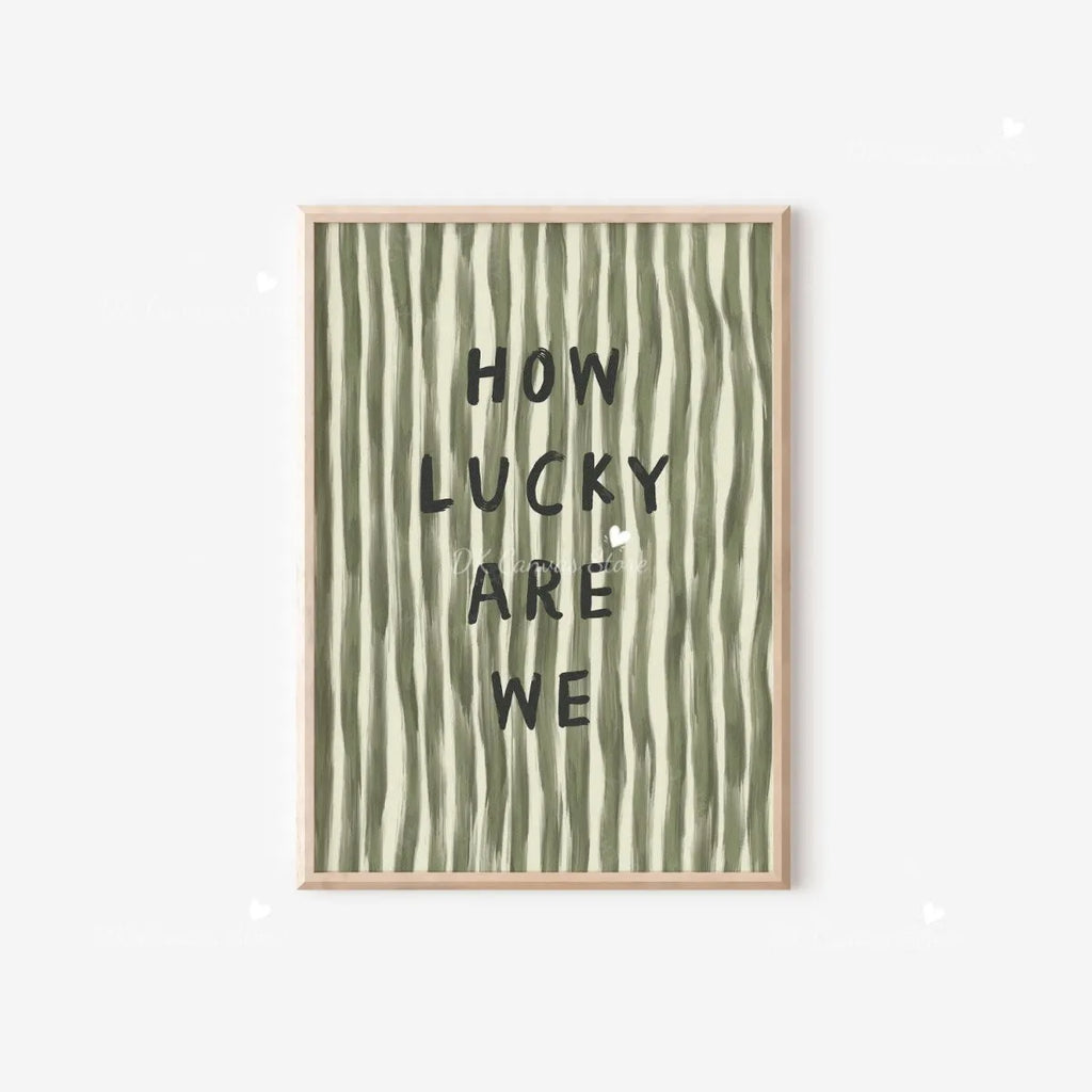 "How Lucky Are We" Quote Canvas Print Poster Modern Heart Stripe Art Prints Bedroom Living Room Wall Art Home Decor Poster