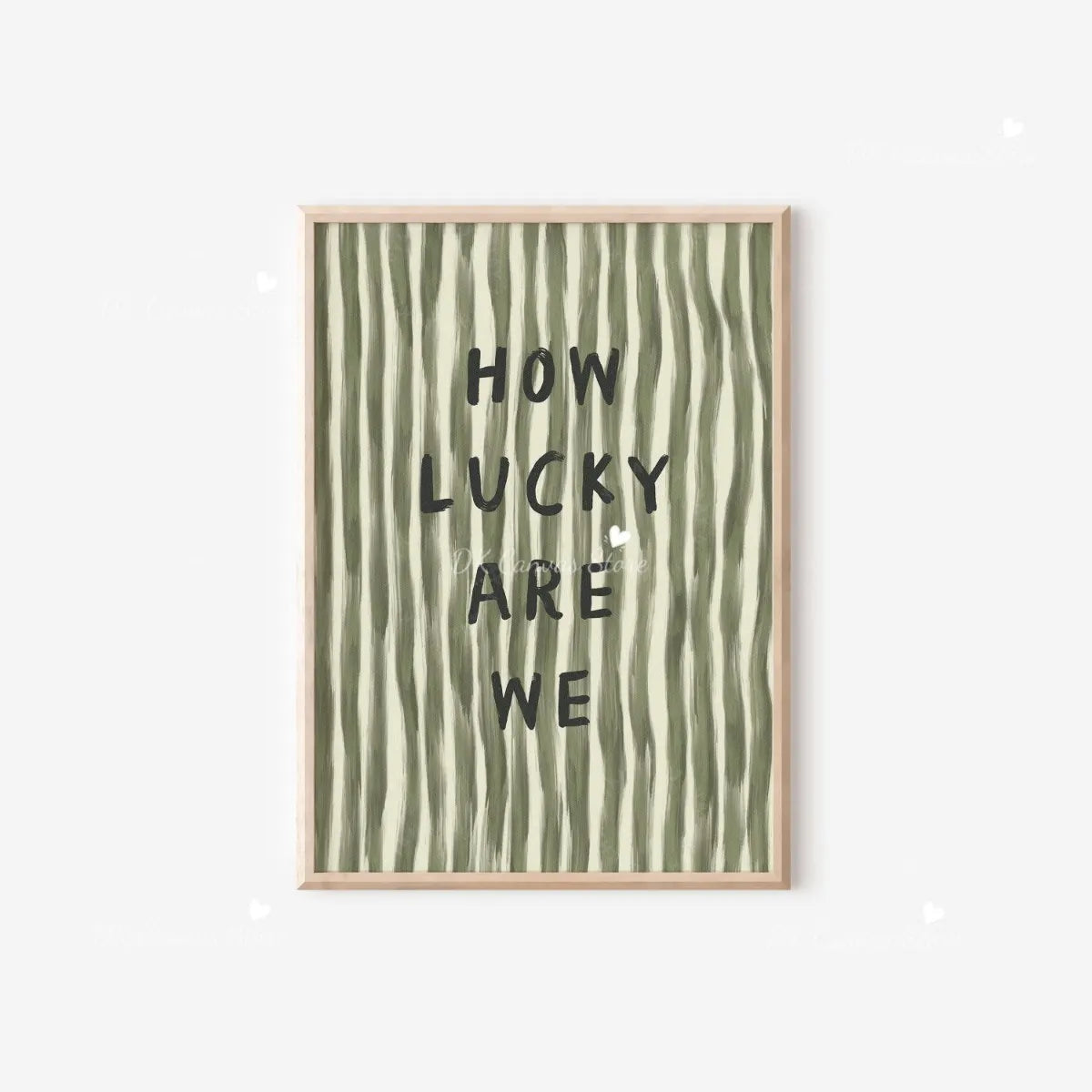 "How Lucky Are We" Quote Canvas Print Poster Modern Heart Stripe Art Prints Bedroom Living Room Wall Art Home Decor Poster