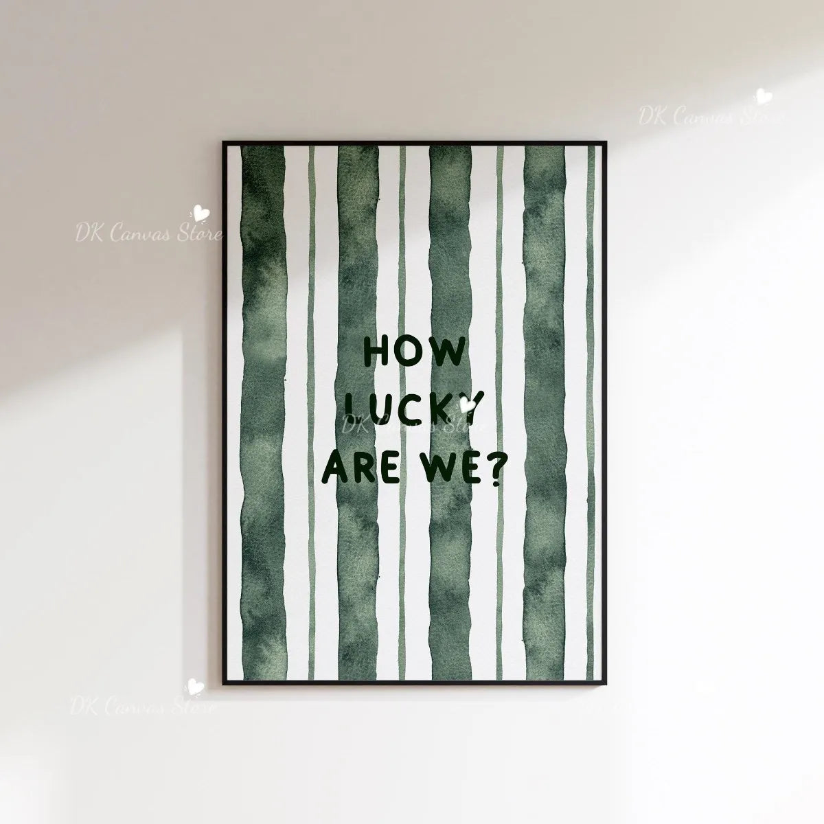 "How Lucky Are We" Quote Canvas Print Poster Modern Heart Stripe Art Prints Bedroom Living Room Wall Art Home Decor Poster
